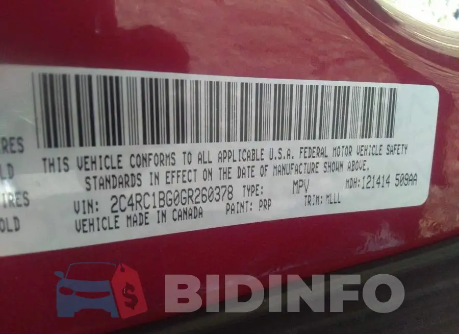 2C4RC1BG0GR260378 Photo# 9