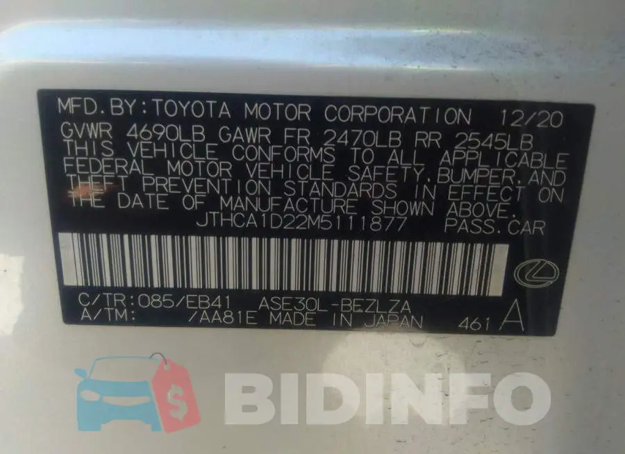 JTHCA1D22M5111877 Photo# 9