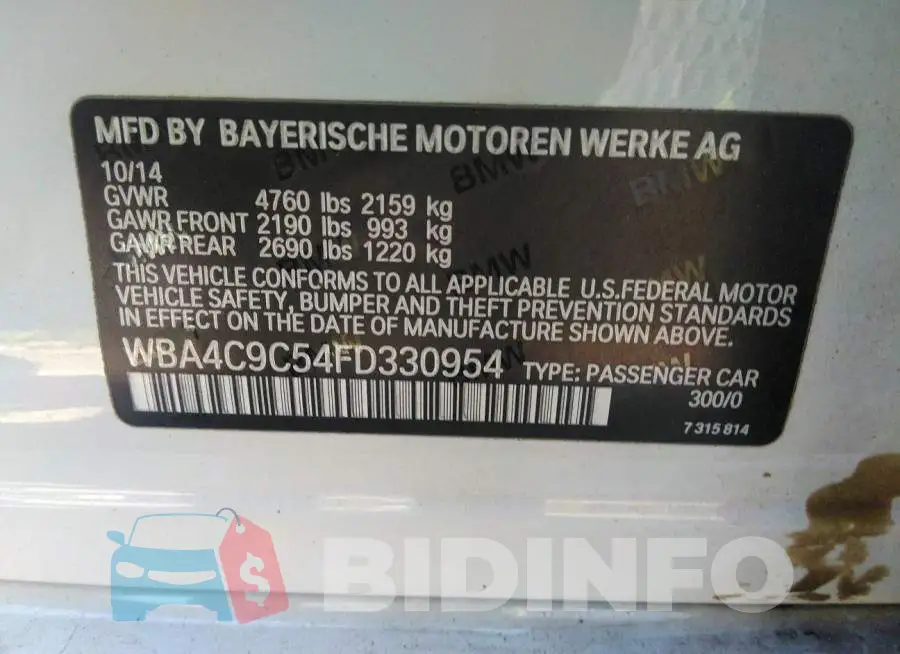 WBA4C9C54FD330954 Photo# 9