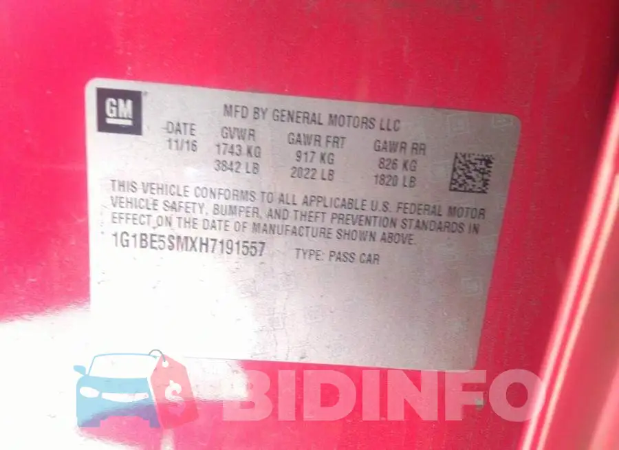 1G1BE5SMXH7191557 Photo# 9