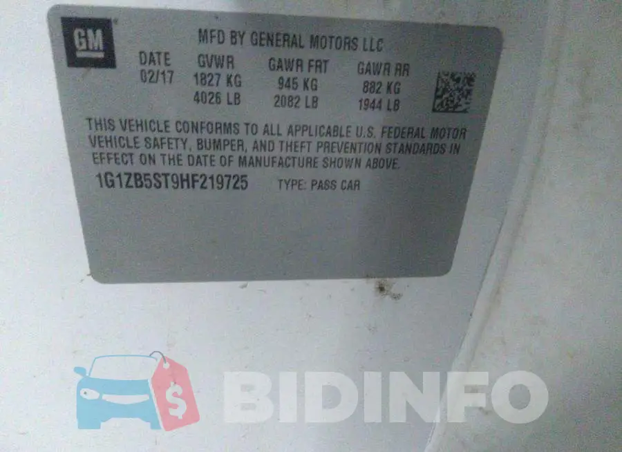 1G1ZB5ST9HF219725 Photo# 9