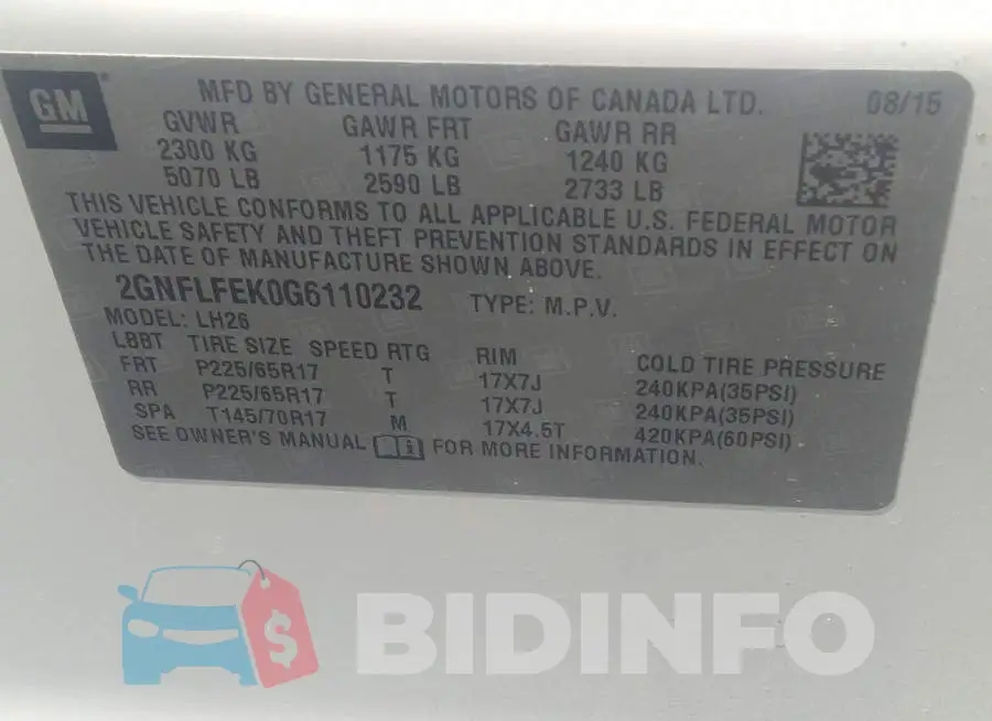 2GNFLFEK0G6110232 Photo# 9