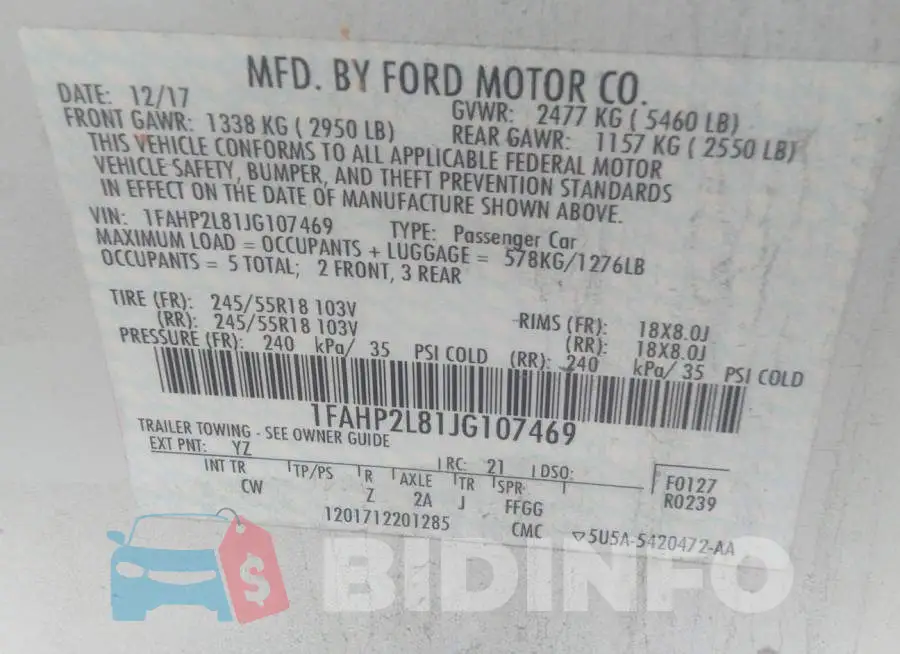 1FAHP2L81JG107469 Photo# 9