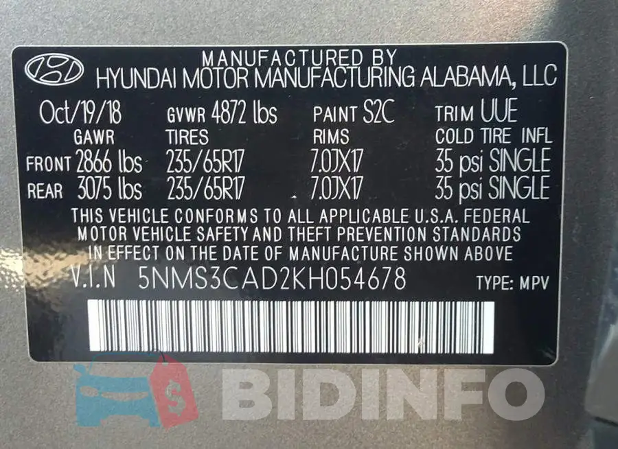 5NMS3CAD2KH054678 Photo# 9