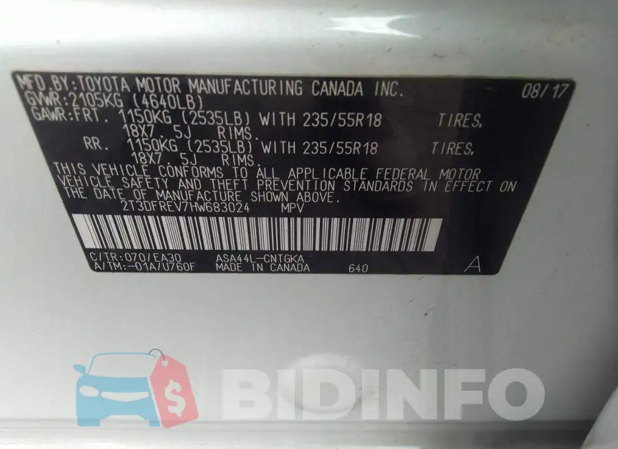2T3DFREV7HW683024 Photo# 9