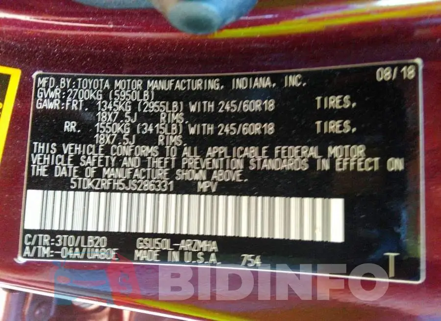 5TDKZRFH5JS286331 Photo# 9