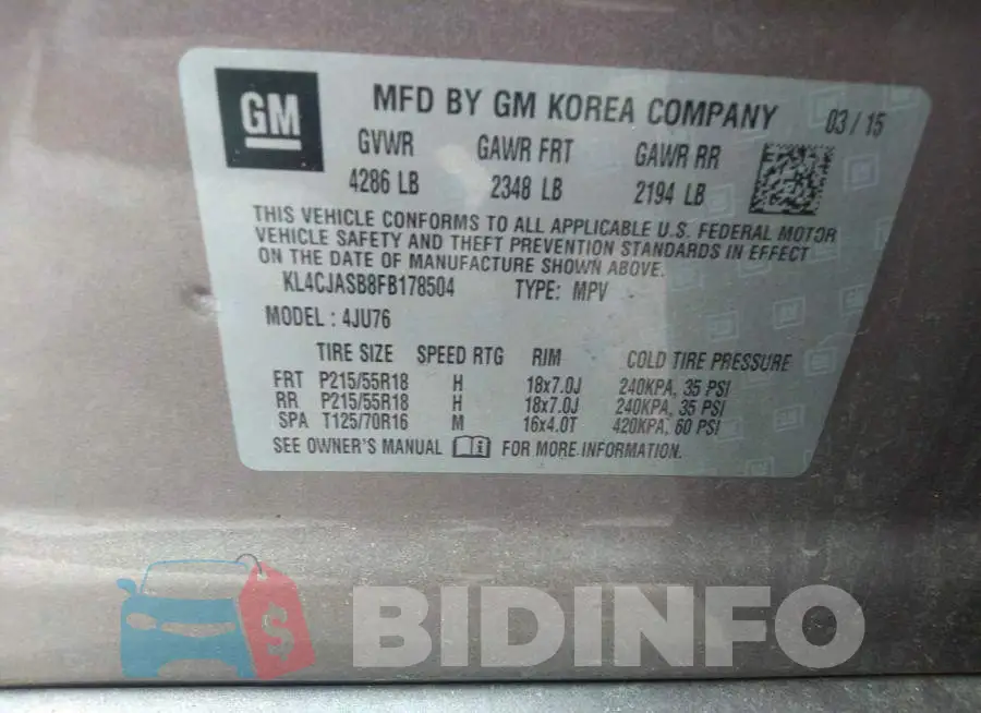 KL4CJASB8FB178504 Photo# 9