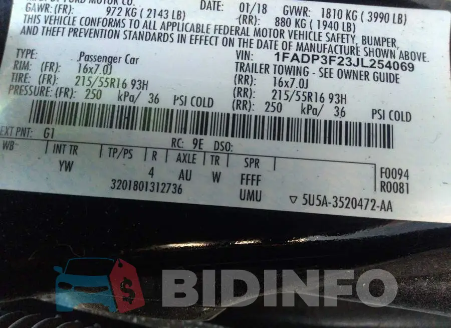 1FADP3F23JL254069 Photo# 9
