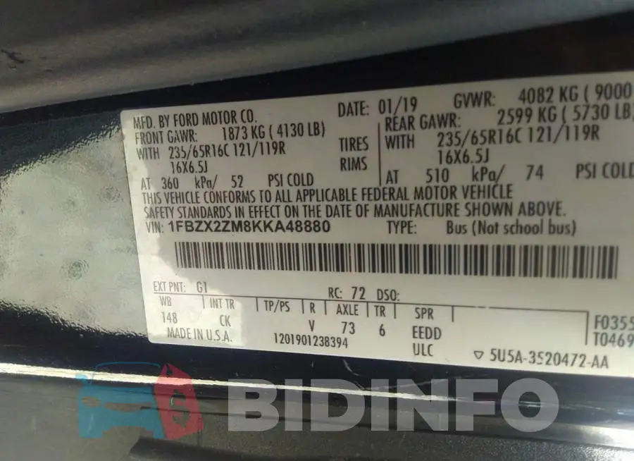 1FBZX2ZM8KKA48880 Photo# 9