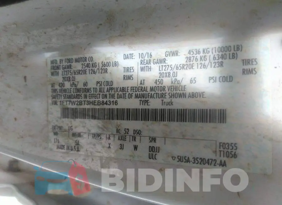 1FT7W2BT3HEB84316 Photo# 9