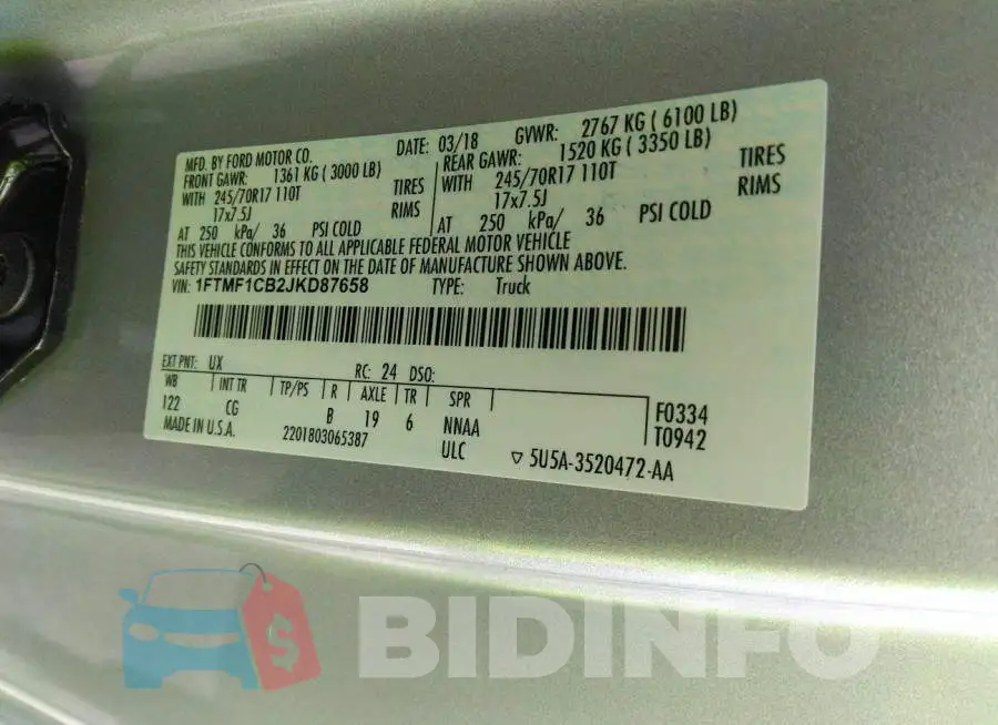1FTMF1CB2JKD87658 Photo# 9