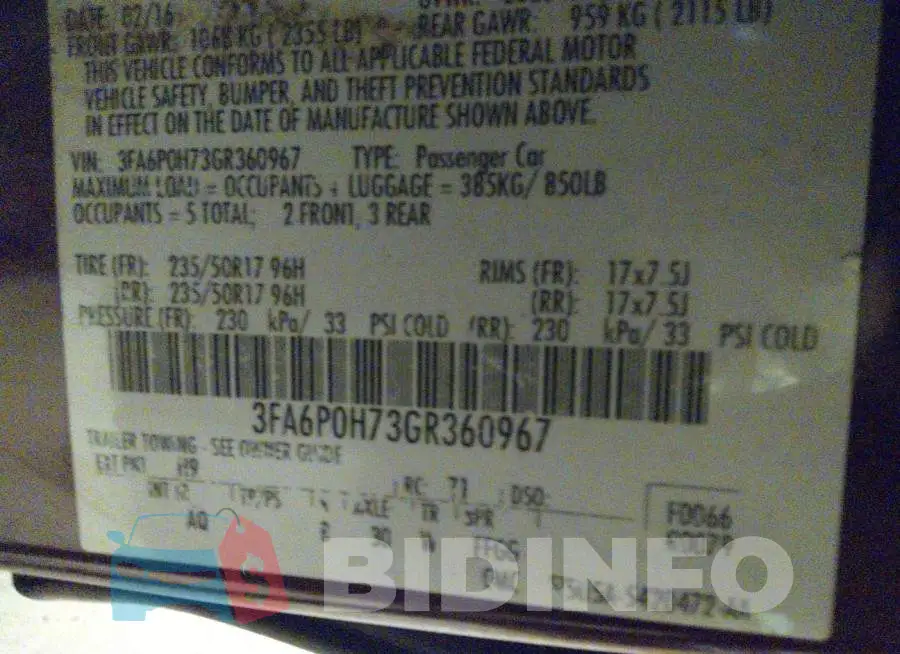 3FA6P0H73GR360967 Photo# 9