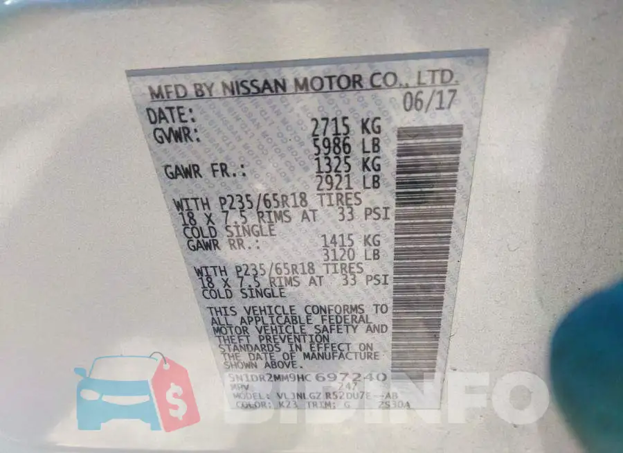 5N1DR2MM9HC697240 Photo# 9