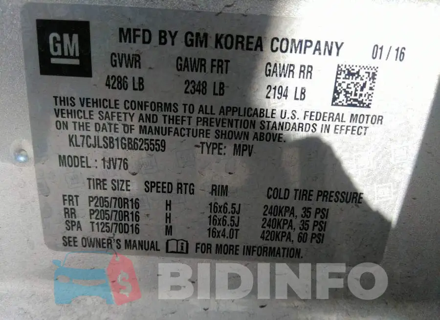 KL7CJLSB1GB625559 Photo# 9