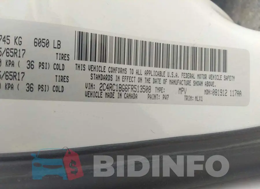2C4RC1BG6FR513508 Photo# 9