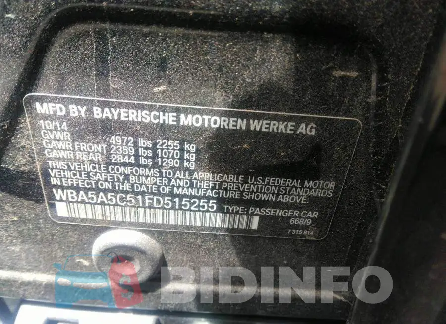WBA5A5C51FD515255 Photo# 9