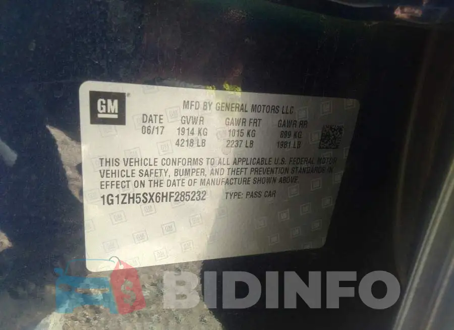 1G1ZH5SX6HF285232 Photo# 9