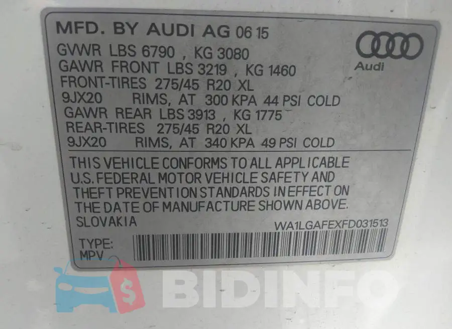 WA1LGAFEXFD031513 Photo# 9