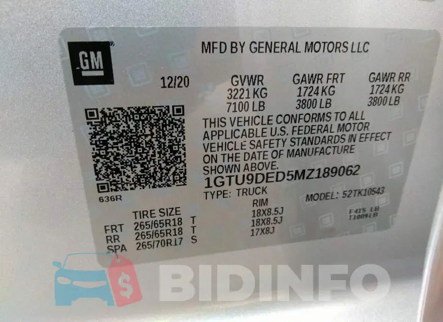 1GTU9DED5MZ189062 Photo# 9