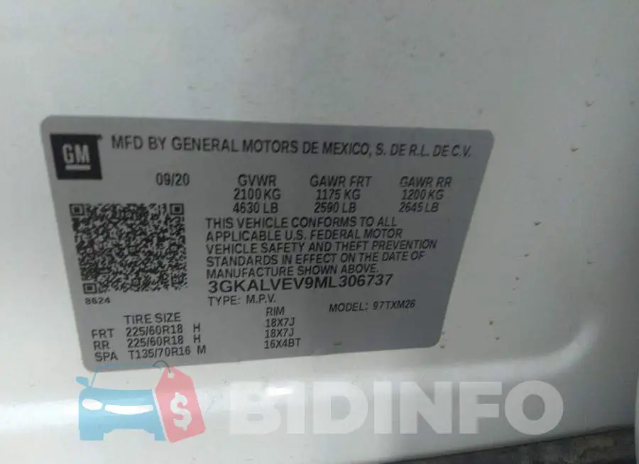 3GKALVEV9ML306737 Photo# 9
