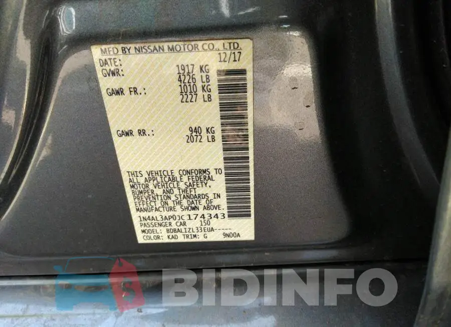 1N4AL3AP0JC174343 Photo# 9