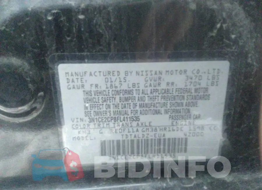3N1CE2CP8FL411535 Photo# 9