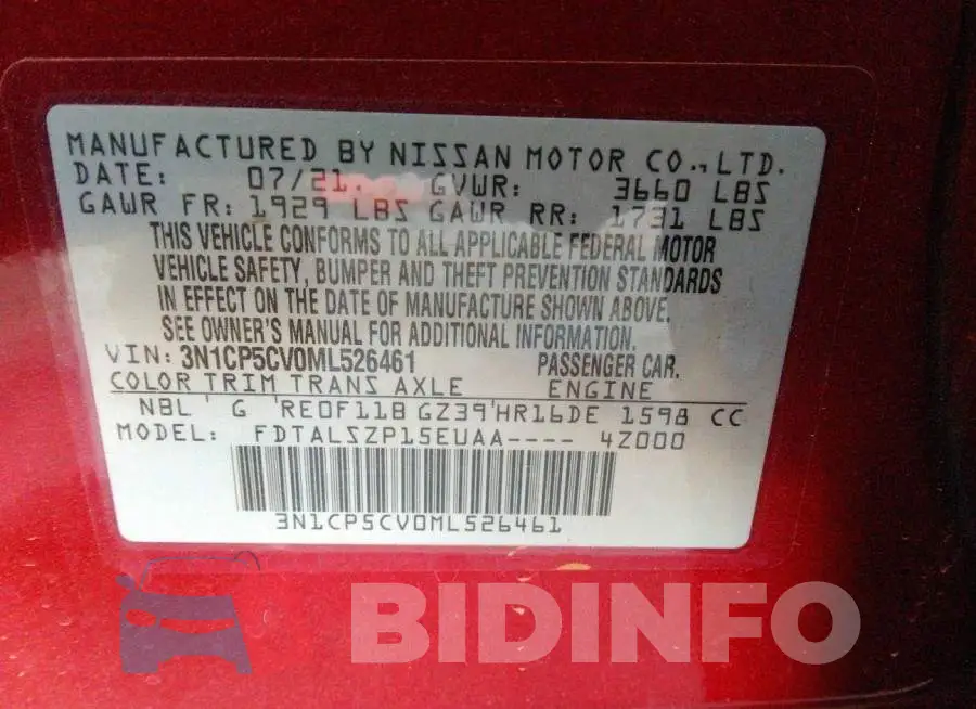 3N1CP5CV0ML526461 Photo# 9
