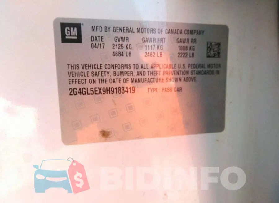2G4GL5EX9H9183419 Photo# 9