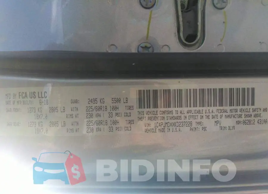 1C4PJMDXXKD237228 Photo# 9