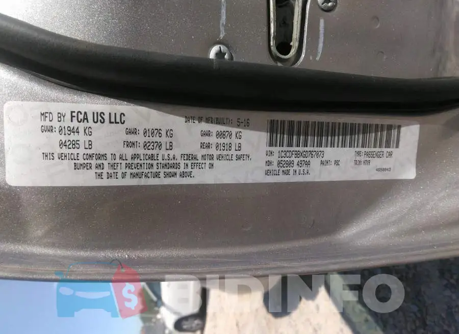 1C3CDFBBXGD767073 Photo# 9
