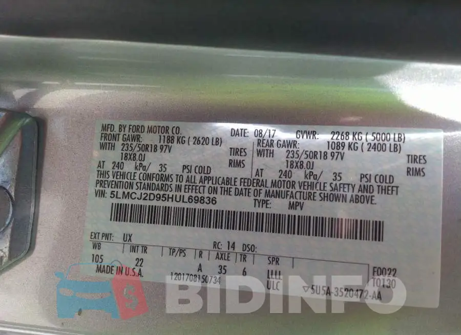 5LMCJ2D95HUL69836 Photo# 9