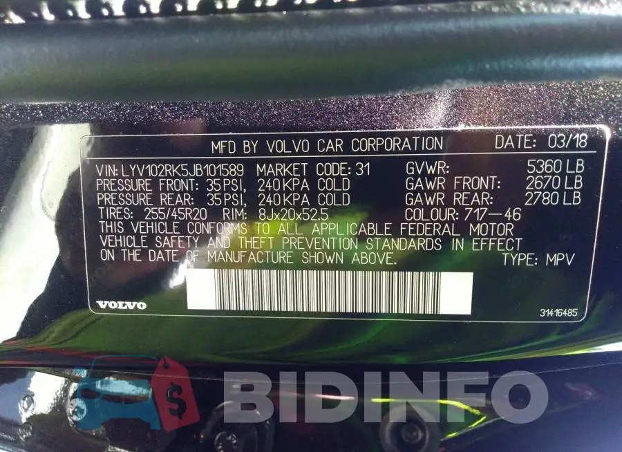 LYV102RK5JB101589 Photo# 9