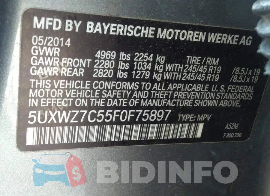 5UXWZ7C55F0F75897 Photo# 9