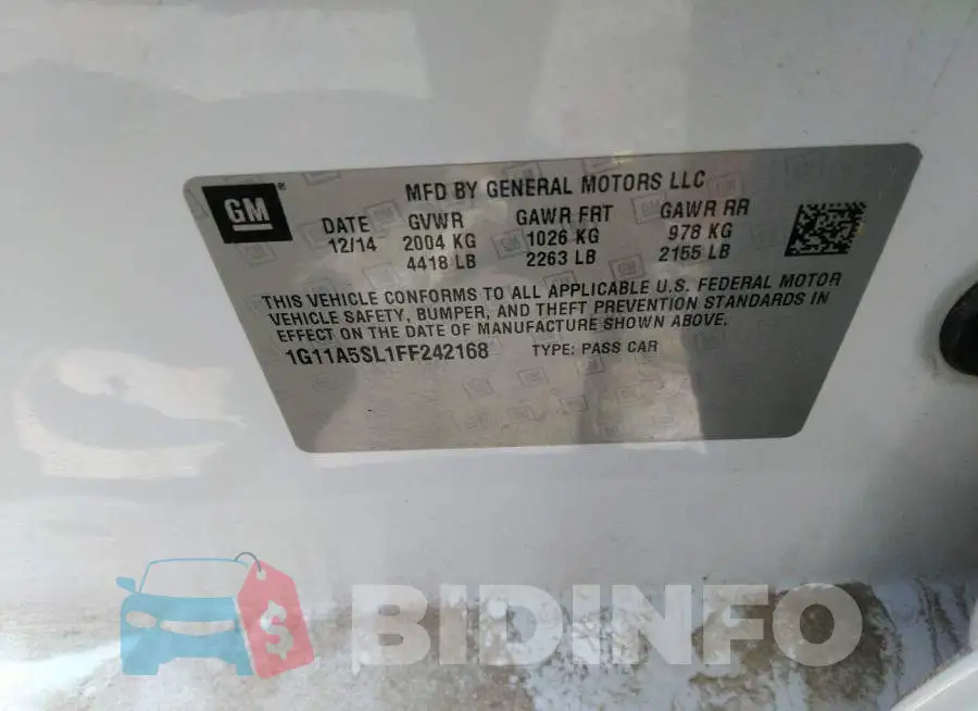1G11A5SL1FF242168 Photo# 9