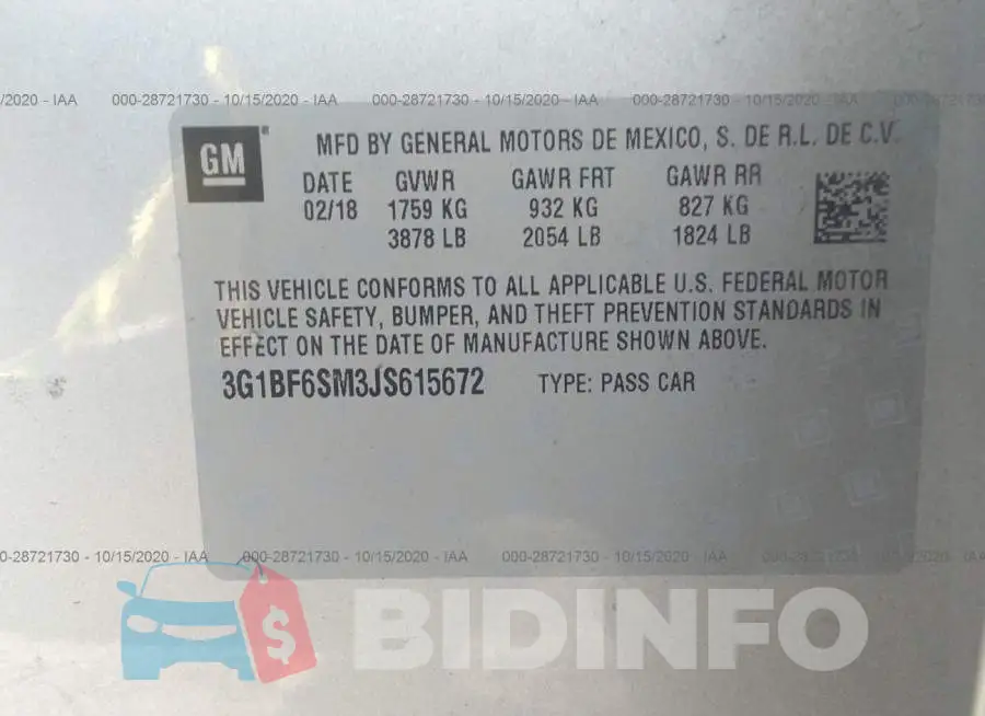 3G1BF6SM3JS615672 Photo# 9