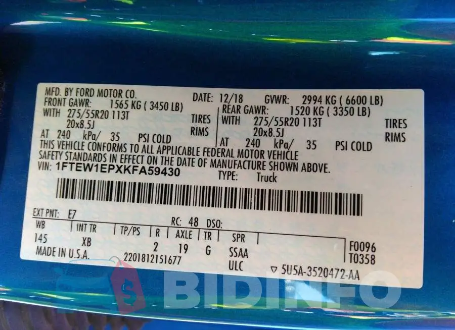 1FTEW1EPXKFA59430 Photo# 9