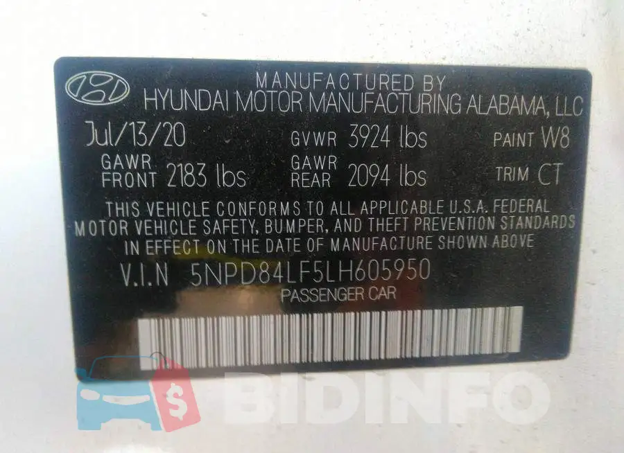5NPD84LF5LH605950 Photo# 9