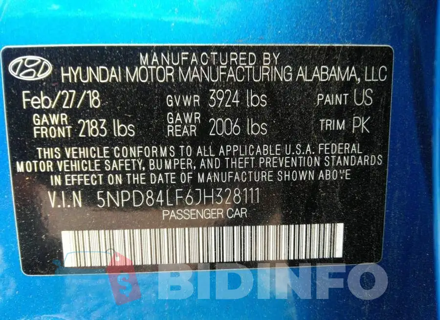 5NPD84LF6JH328111 Photo# 9