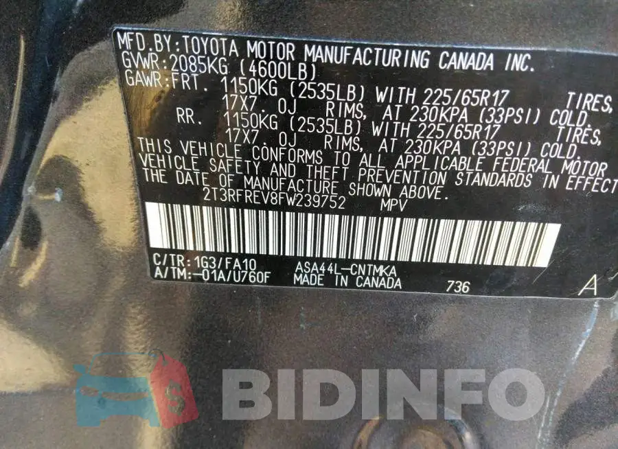 2T3RFREV8FW239752 Photo# 9