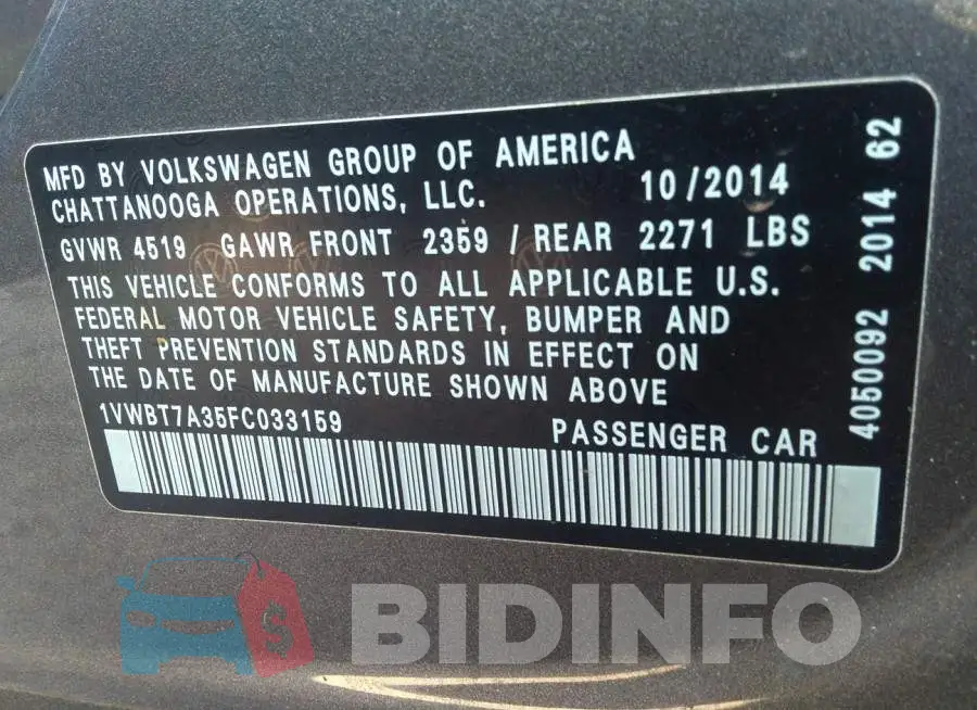 1VWBT7A35FC033159 Photo# 9