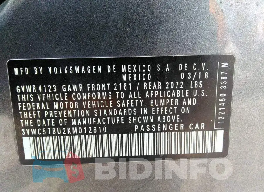 3VWC57BU2KM012610 Photo# 9