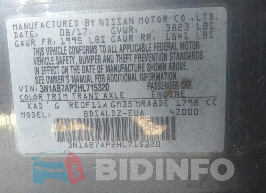 3N1AB7AP2HL715320 Photo# 9