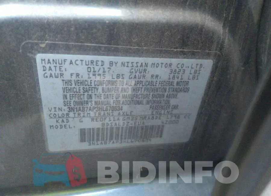 3N1AB7AP3HL670534 Photo# 9
