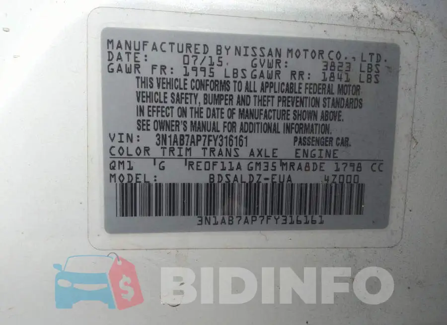 3N1AB7AP7FY316161 Photo# 9