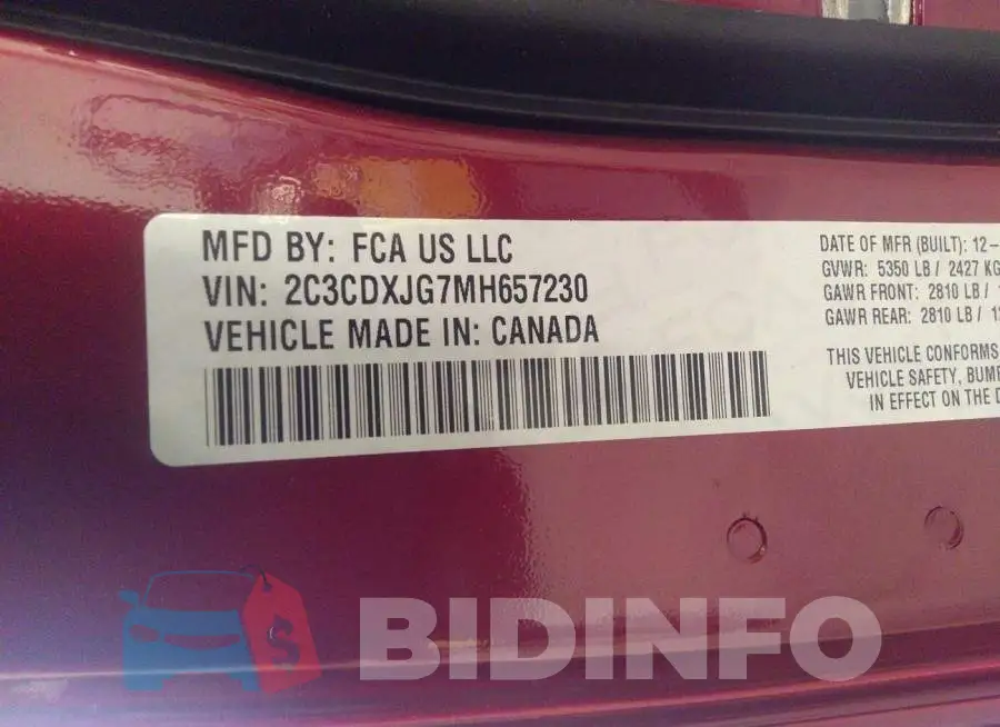 2C3CDXJG7MH657230 Photo# 9