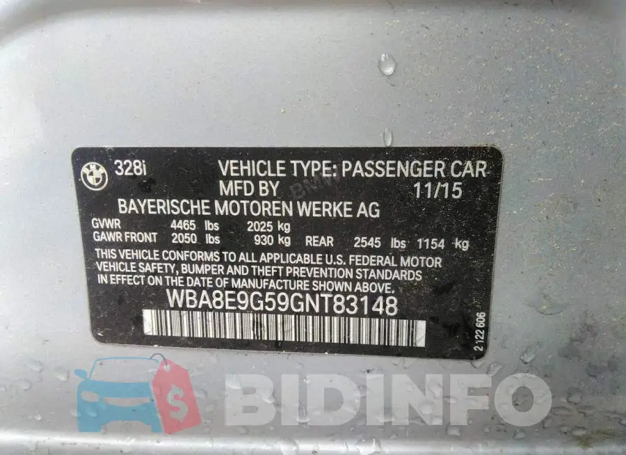 WBA8E9G59GNT83148 Photo# 9