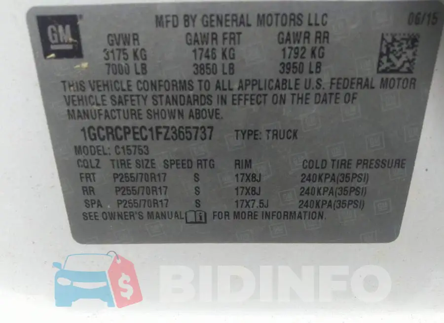 1GCRCPEC1FZ365737 Photo# 9