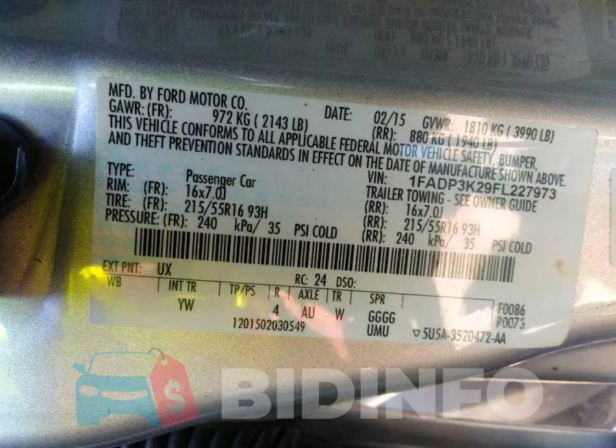 1FADP3K29FL227973 Photo# 9