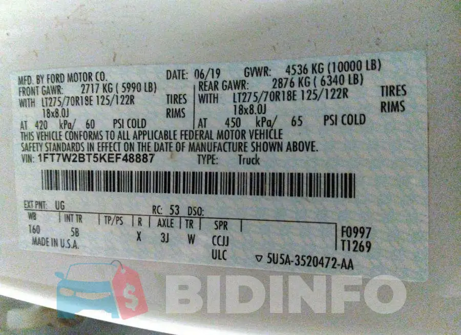 1FT7W2BT5KEF48887 Photo# 9