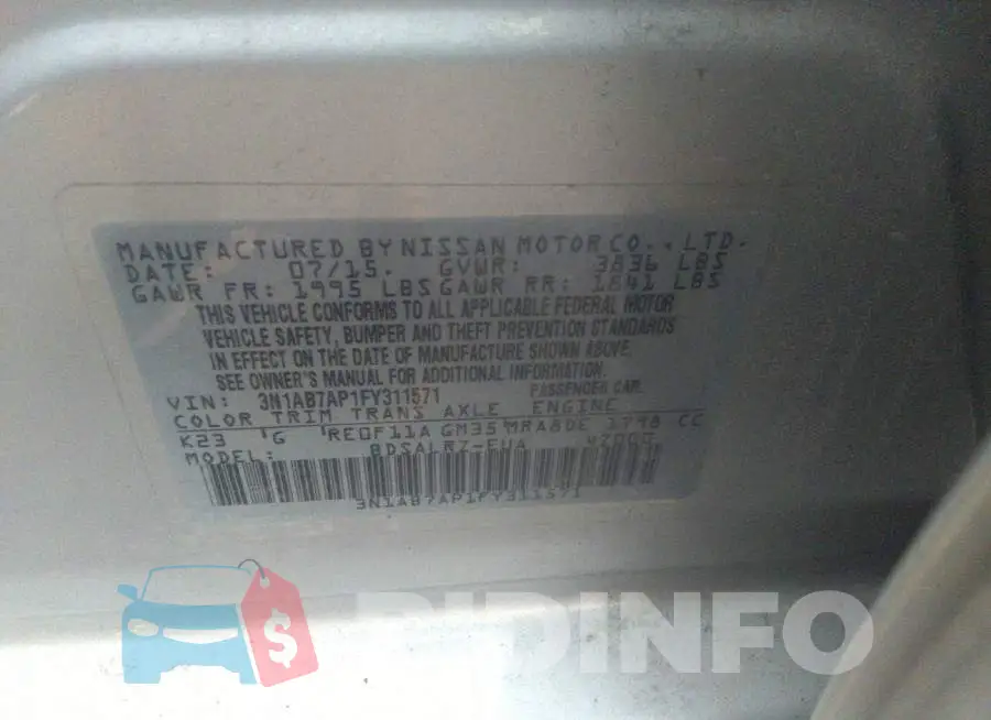 3N1AB7AP1FY311571 Photo# 9